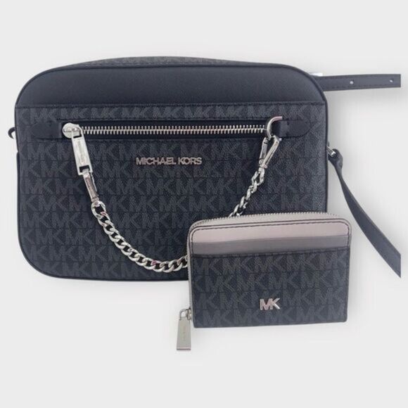 Michael Kors Crossbody With Matching Wallet Black - Picture 1 of 12